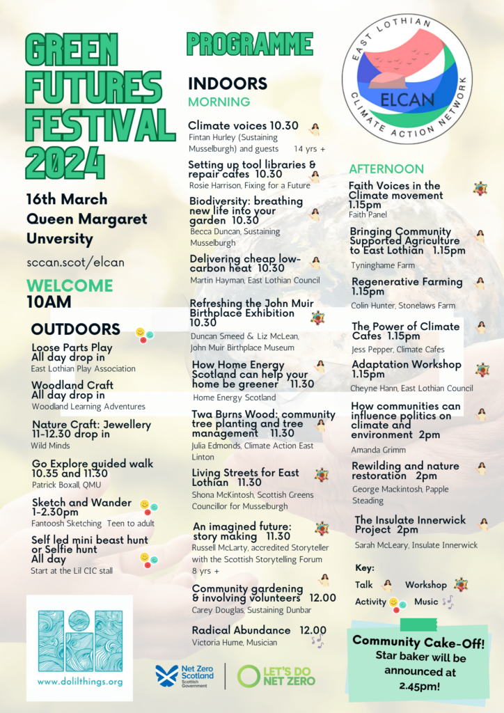 list of talks, workshops and activities at the festival