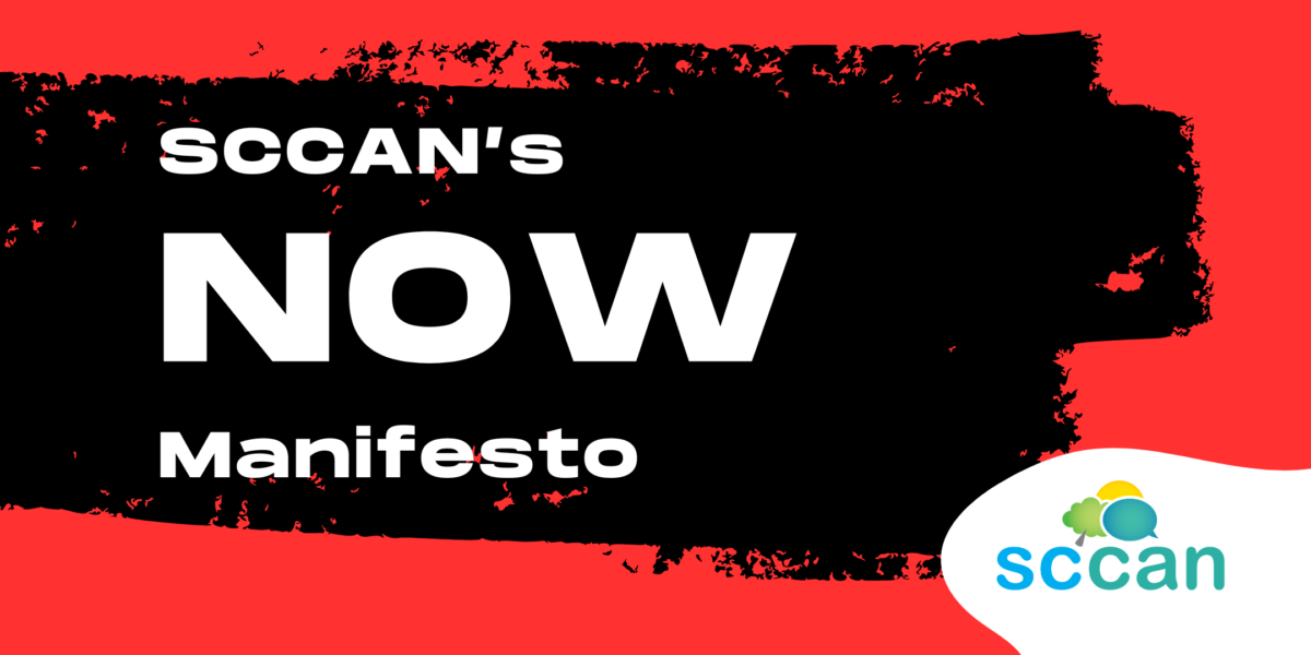 SCCAN's NOW Manifesto header