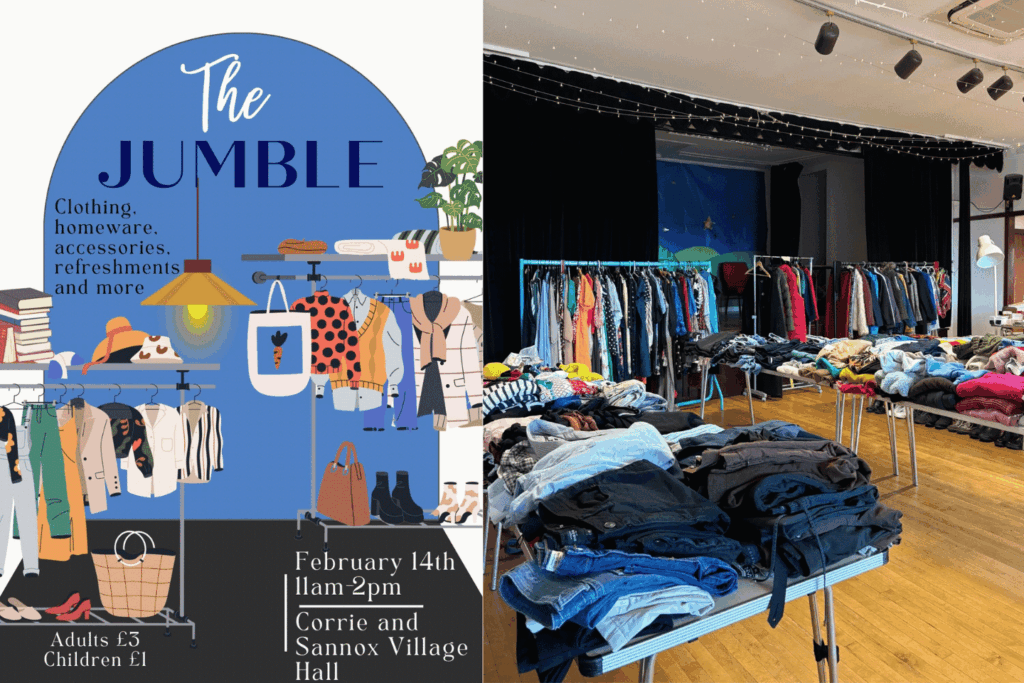 image of a jumble sale in a village hall