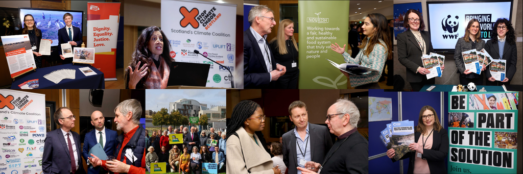 Stop Climate Chaos Scotland collage of images of people at events